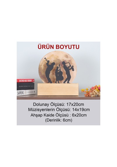 Işıklı Pleksi Dolunay Kişiselleştirilebilir Dekoratif Biblo Orkestra Jazz Anahtar Askılığı Sarı - 740056476 Sarı