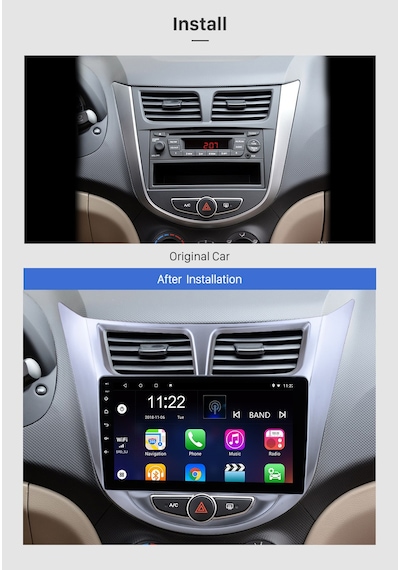 Hyundaı Accent Blue 2011-2016 Multimedya Navigasyon Usb Kamera Carplayer 6 Ram