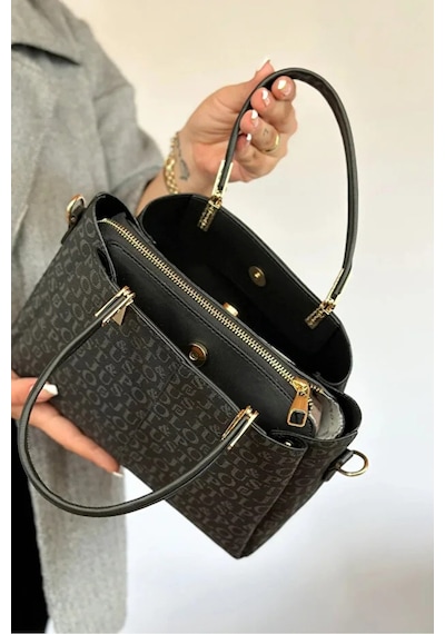 Just Polo Kadın Baskılı Ayarlanabilir Askılı Shopper El & Omuz Çantası Shoulder Bag Siyah