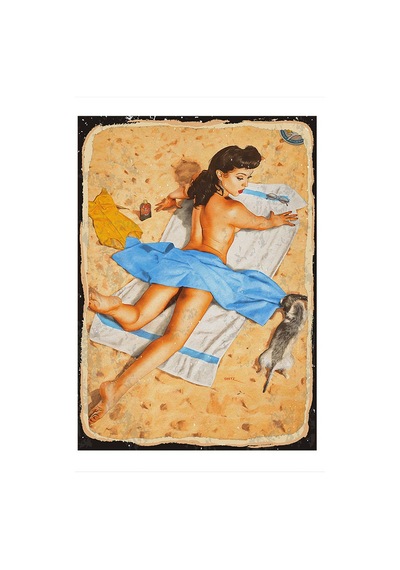 Bedeko Kumsalda Pin Up Kızı Model Mdf Tablo 25 Cm X 35 Cm