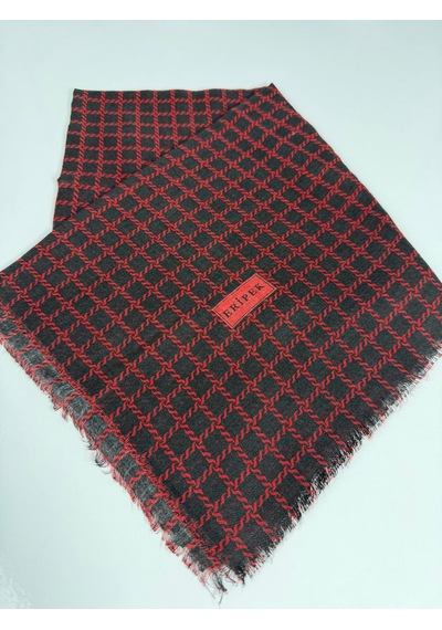 Eripek Desenli Flamalı Keten Eşarp- 06112 Siyah-Kırmızı