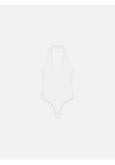 Dilvin 21231 Halter Yaka Bodysuit-ekru