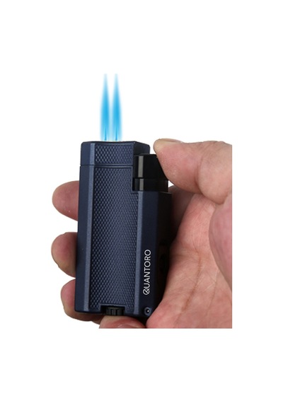 Quantoro Çift Torch Pürmüz Lacivert Metal Puro Çakmağı - Trz1080