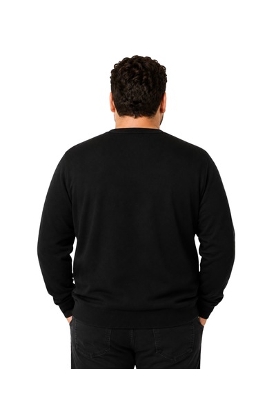 Battalmoda Erkek Büyük Beden Siyah Bisiklet Yaka Pamuklu Kazak 3xl-4xl-5xl-6xl