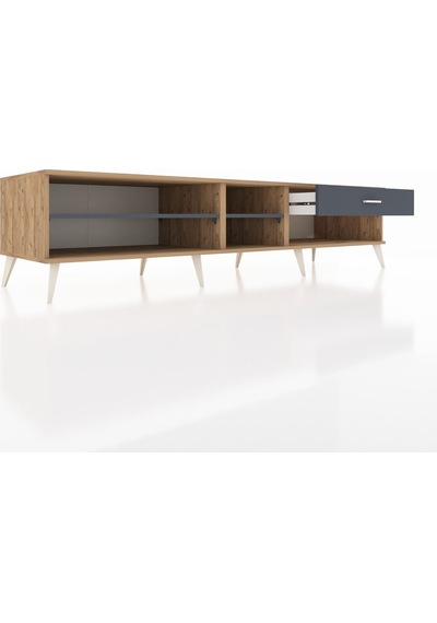 Kronos Tv Ünitesi 2 Raflı Tek Çekmeceli 220x59x51 Çam-antrasit Antrasıt/antrasıt - Atlas Çam Kronos Tv Ünitesi 2 Raflı Tek Çekmeceli 220x59x51 Çam-antrasit Antrasıt/antrasıt - Atlas Çam