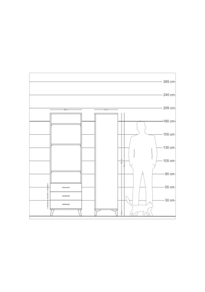 Hyperion Dolap 4 Raflı 3 Çekmeceli 60x44x195 Antrasit-çam Antrasit