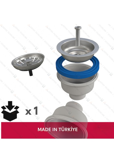 Çöpmak Evye Taslı Körüklü Sifon 50 Lik Çıkış 11 Cm Çap Koku Önleyici Temizlenebilir Hazne