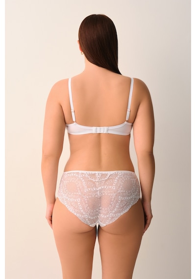 Suwen Lace Deluxe Yüksel Bel Dantelli Slip Külot Sw4055101 Beyaz