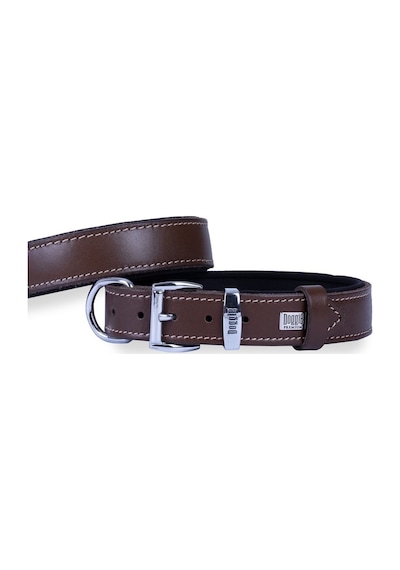 Doggie Konforlu Deri El Yapımı Köpek Boyun Tasması 2.5 x 37-45 CM Kahverengi