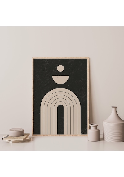 Geometrik Duvar Sanatı, Orta Yüzyıl Modern, Bej Sanatı, Minimalist Çizgi Sanatı