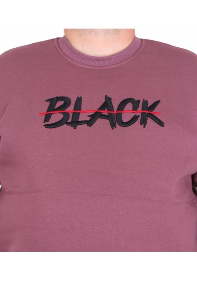 Moc Grande Mocgrande Erkek Büyük Beden Sıfır Yaka 3ip Sweat Black 24202 Eflatun
