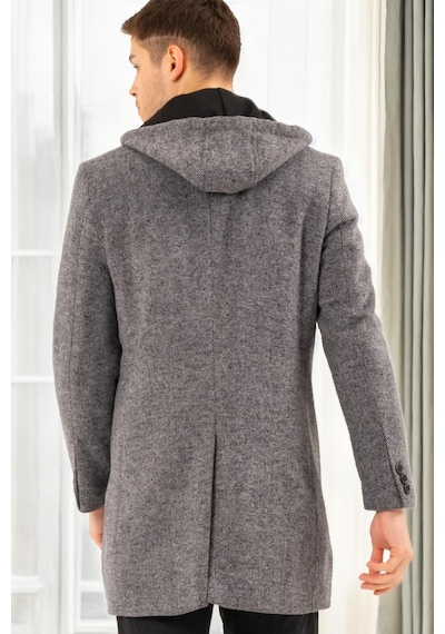 Plt9376 Dewberry Erkek Palto-desenli Gri Desenli Gri
