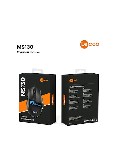 Lecoo MS130 Kablolu 7200DPI 9 Makro Tuşlu RGB Gaming Optik Mouse