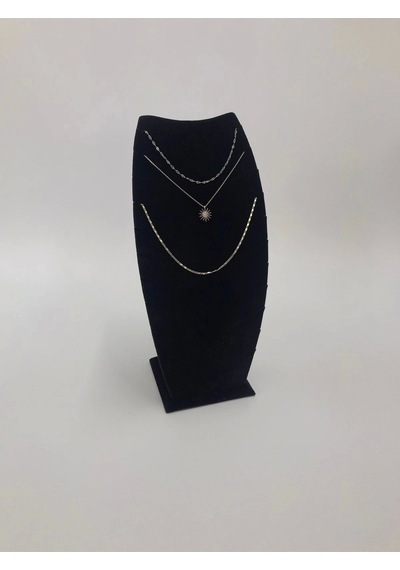 Yerli Üretim Dubai Model Süet Kumaş Siyah Renk 25/12 Cm Kolye -zincir Ayaklı Stand Çok Renkli