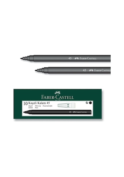 Faber Castell Faber-Castell Keçeli Kalem, Siyah 10'Lu Paket