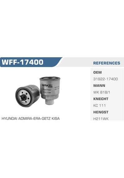 WINKEL WFF-17400 Mazot Filtresi Accent Admire Getz Matrıx 1.5 CRDI Kısa Tıp