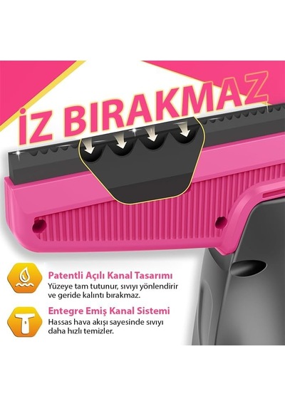 Ezere Clearview Şarjlı Cam Temizleyici Silme Makinesi Mikrofiber Başlıklı, Siyah Diğer