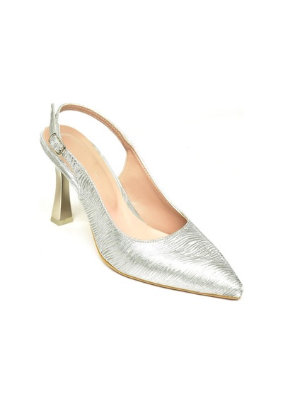 Fox Shoes U676289214 Gümüş Sim Kalın Topuklu Abiye Ayakkabı Gümüş
