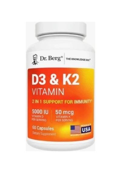 Dr. Berg Maximum Strenght 2-ın-1 D3 K2 5000 Lu 60 Kapsül