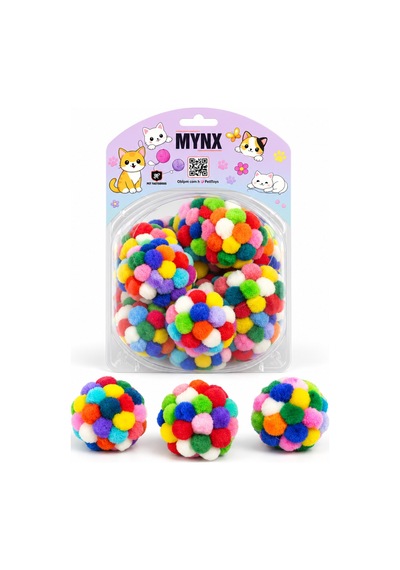 Mynx Kedi Oyun Topu Ponponlu 20 Li Paket