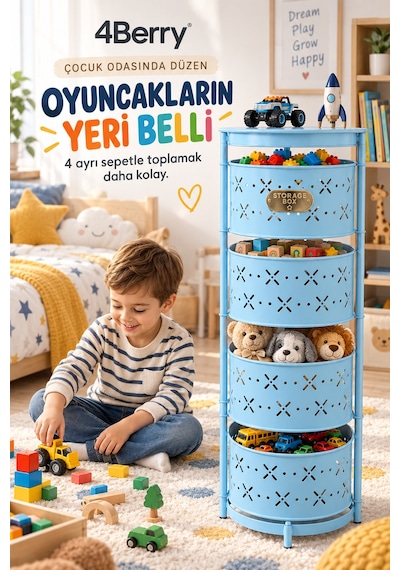 4 Katlı Metal Çok Amaçlı Oyuncak Dolabı Mutfak Sebzelik, Oyuncak, Banyo Ve Ev Organizeri Mavi 4 Katlı Metal Çok Amaçlı Oyuncak Dolabı Mutfak Sebzelik, Oyuncak, Banyo Ve Ev Organizeri Mavi