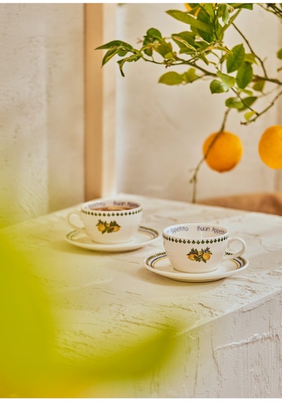 Bella Maison Lemoncello Porselen 2'li Çay Fincanı Seti 270 Cc Çok Renkli