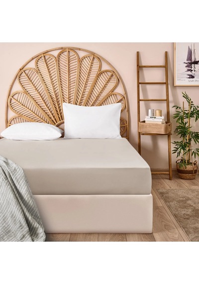 Soft Basic Tek Kişilik Lastikli Çarşaf - Bej - 100x200 Cm Renkli