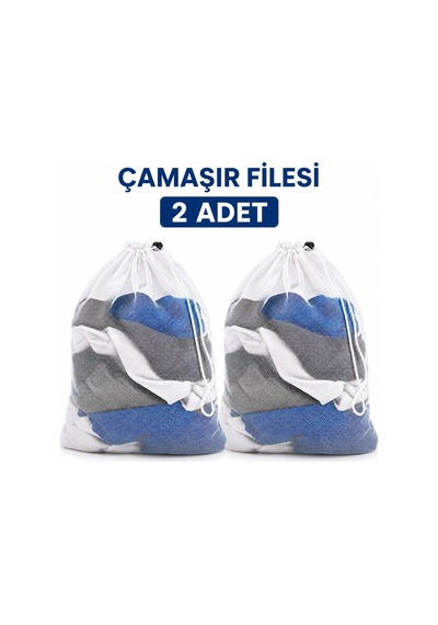 Çamaşır Yıkama Filesi 2 Adet 40x60 Cm Fermuarlı Hassas Çamaşır Koruma Torbası Makine Yıkama Filesi Beyaz