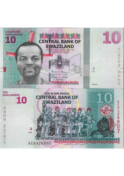 Esvatini Swaziland 10 Emalangeni Yabancı Kağıt Para Çil Koleksiyon Para