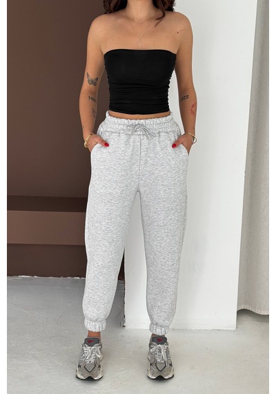 Kadın Yüksek Bel Jogger Eşofman Altı Soft Motion Gri