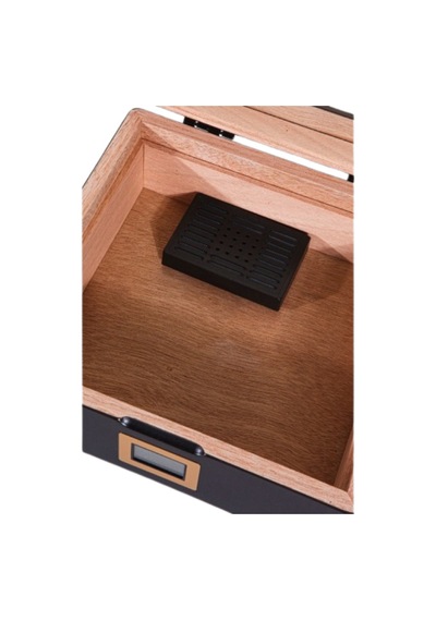 Premiumquality Siyah Camlı Sedir Küçük Humidor Puro Kutusu