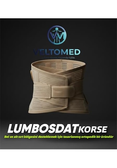 Tr Veltomed Bej Çelik Balenli Lumbostad 26cm Korse, Ortopedik Korse, Bel Korsesi, Skolyoz, Lomber Disk, Fıtık, Kireç