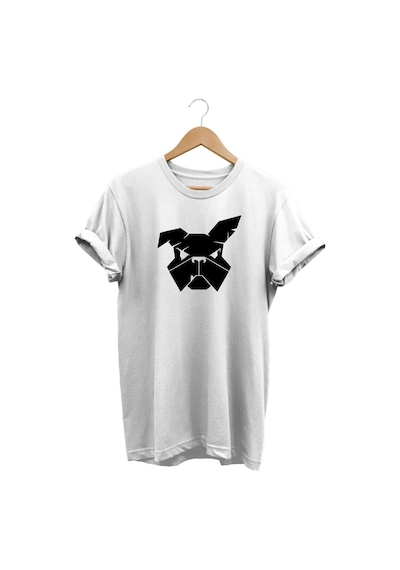 Buldog Baskılı Beyaz T-shirt Beyaz
