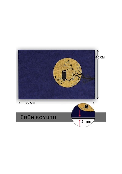 Tasarımlı Dekoratif Kapı Önü Paspas, Dış Mekan/ev İçi/banyo/mutfak/yatak Odası/giriş Paspasları Baykuş Mav Diğer