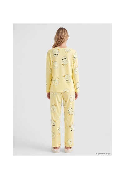 LC Waikiki Alıta Cıty Farkıyla Lcw Young Sarı Penye Desenli Uzun Kollu Kadın Pijama Takım Sari - 929503497 Sari LC Waikiki Alıta Cıty Farkıyla Lcw Young Sarı Penye Desenli Uzun Kollu Kadın Pijama Takım Sari - 929503497 Sari