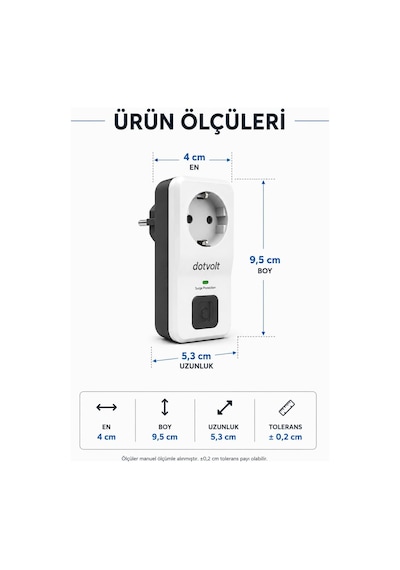 Lexroo Dotvolt 1050 Joule Akım Korumalı Tekli Topraklı Priz, Aşırı Ve Ani Gerilim Koruyucu Standart
