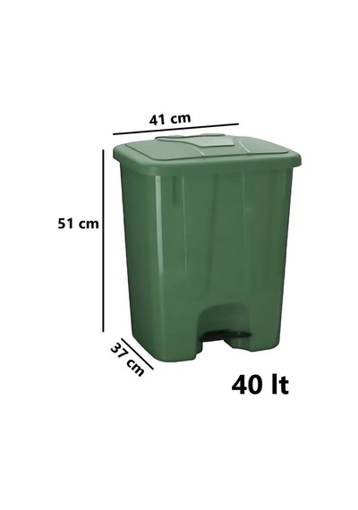 Omnipazar Sy-4255 40 Lt Köşeli Pedallı Plastik Çöp Kovası İç Kovasız Yeşil