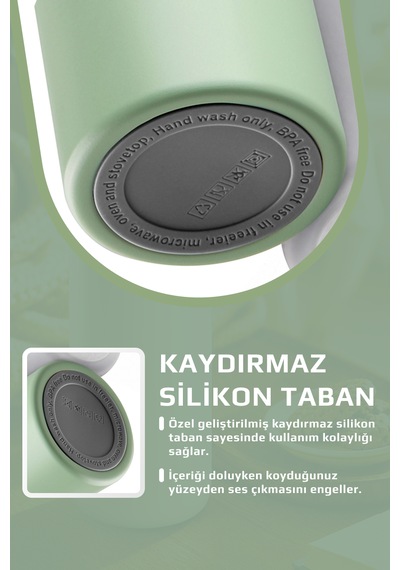Neoflam Fika Rento Sızdırmaz Vidalı Kapaklı Geniş Ağızlıklı Kolay Taşınabilir Çelik Termos 600 Ml Mint Yeşili
