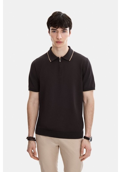 Back And Bond Kahverengi Regular Fit Fermuarlı Polo Yaka Triko Çok Renkli