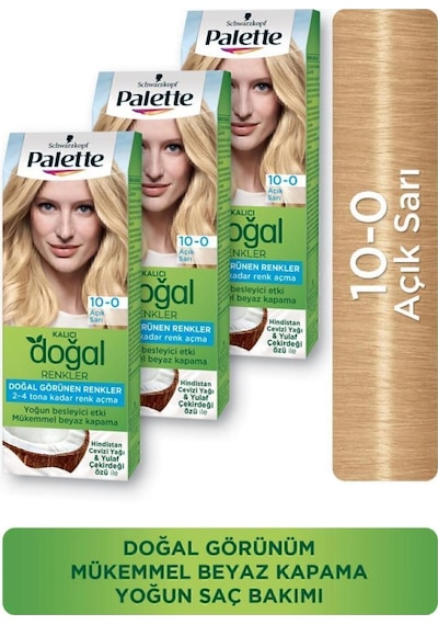 Palette Kalıcı Doğal Renkler 10-0 Açık Sarı Goji Berry Özü Saç Boyası
 X 3 Adet