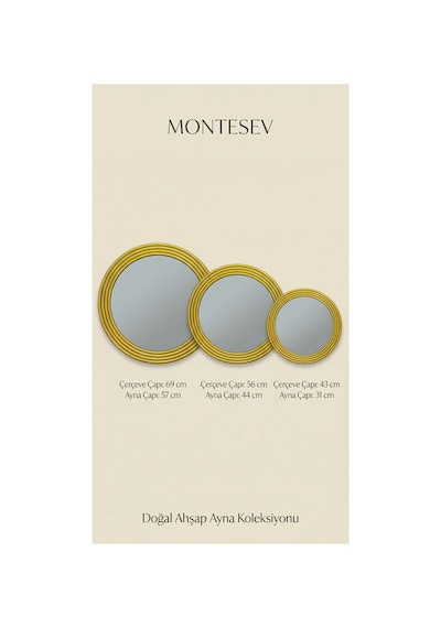 Zümrüt Gold Dekoratif Ayna Yuvarlak Işlemeli Duvar Aynası 43 Cm Altın