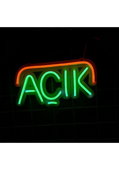 Açık Neon Yazı Led Neon Yazı-Yeşil - Turuncu