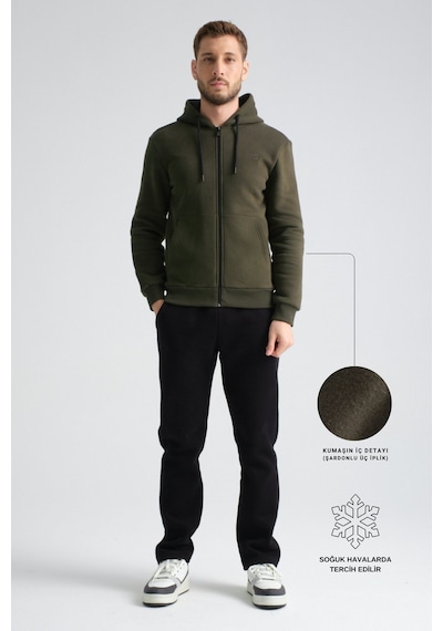 Shooter Sportswear Shooter Erkek Kışlık Eşofman Takımı Luxe Regular Kapüşonlu Haki