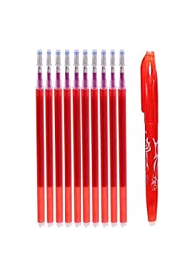 Isı Ile Uçan Silinebilen Refill Kalem Içi Ve Kalem 11 Adet Kırmızı ---