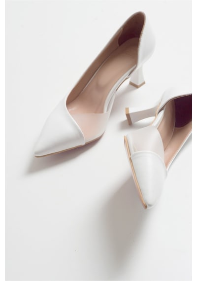 Luvishoes 353 Beyaz Cilt Topuklu Kadın Ayakkabı Beyaz Cilt