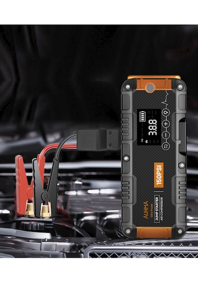 Auhma A9955 16000mah Araç Akü Takviye Cihazı Ve Hava Kompresörü 150 Psı Dijital Şarjlı Oto Lastik