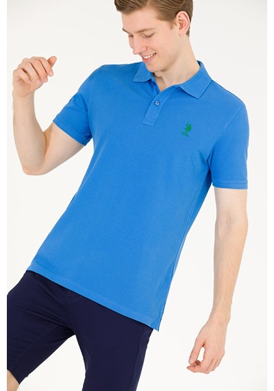 U.S. Polo Assn. Erkek Saks Basic Polo Yaka Tişört 50263238-vr045 Mavi