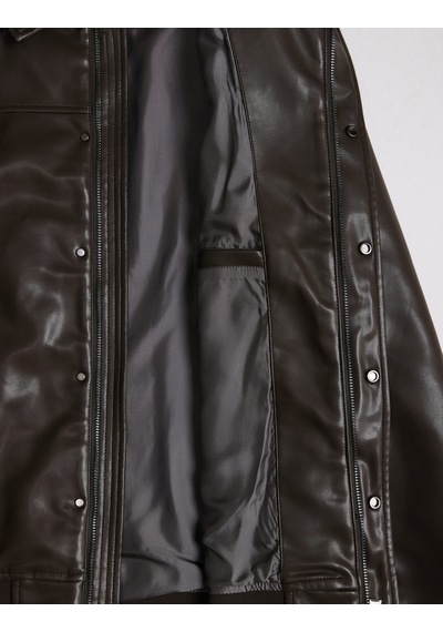 Pierre Cardin Koyu Kahverengi Deri Ceket 50330202-vr084