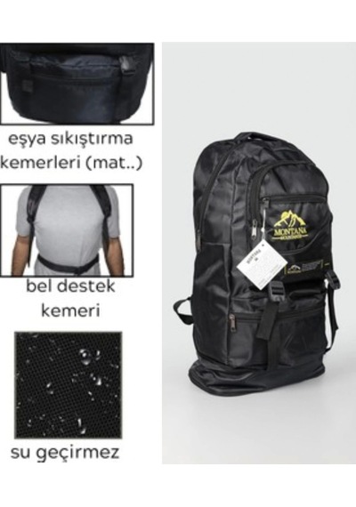 65 Lt Ortopedik Dayanıklı Büyük Boy Çok Gözlü Su Geçirmez Körüklü Kamp Trekking Outdoor Sırt Çantası Diğer