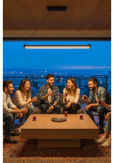 Mira Rose Gold Lineer Led Sarkıt Avize Kumandalı Dim Edilebilir Aşağı Işık Sarı Işık